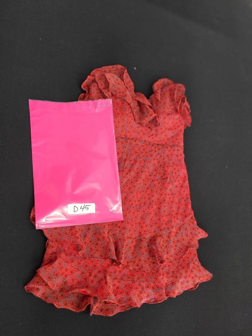 Saints + Secrets Red Floral Ruffle Mini Dress With V-Neckline XS